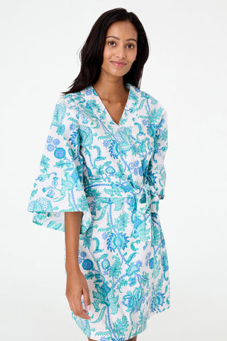 Roller Rabbit Turquoise Amanda Kimono