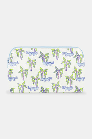 Roller Rabbit Blue Snappy Palms Makeup Bag