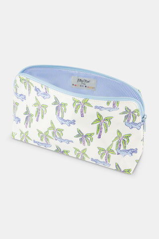 Roller Rabbit Blue Snappy Palms Makeup Bag