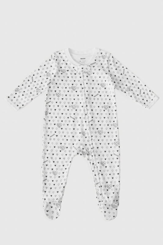 Roller Rabbit Infant Black Quilted Hearts Zipper Footie view 2