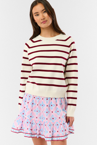 Roller Rabbit Cream/Merlot Stripe Brittany Sweater