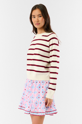 Roller Rabbit Cream/Merlot Stripe Brittany Sweater