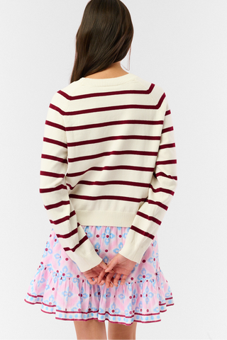 Roller Rabbit Cream/Merlot Stripe Brittany Sweater