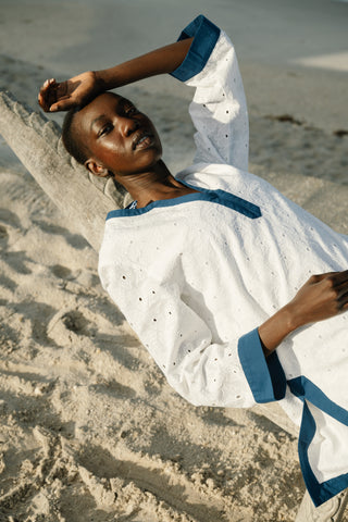 Roller Rabbit Sky Floral Eyelet Harlow Tunic