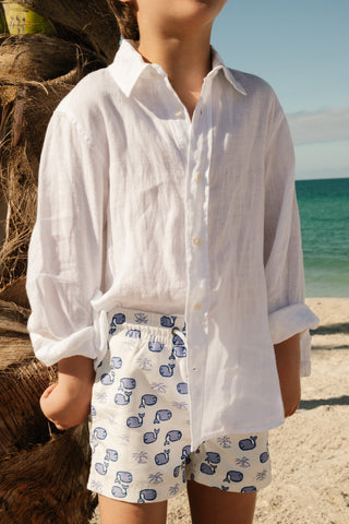 Roller Rabbit Blue Boys Moby Swim Trunk