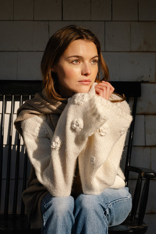 Roller Rabbit Cream Crochet Floral Quinn Sweater