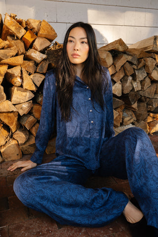 Roller Rabbit Navy Morris Floral Boyfriend Shirt