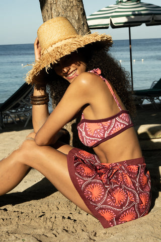 Roller Rabbit Burgundy Palm Fronds Marisol Wrap Pareo