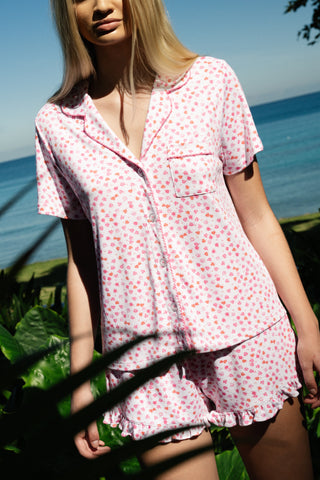 Roller Rabbit Coral Bouquet Wyatt Polo Pajamas