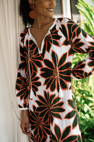 Roller Rabbit Olive Blooming Daisies Shiv Caftan