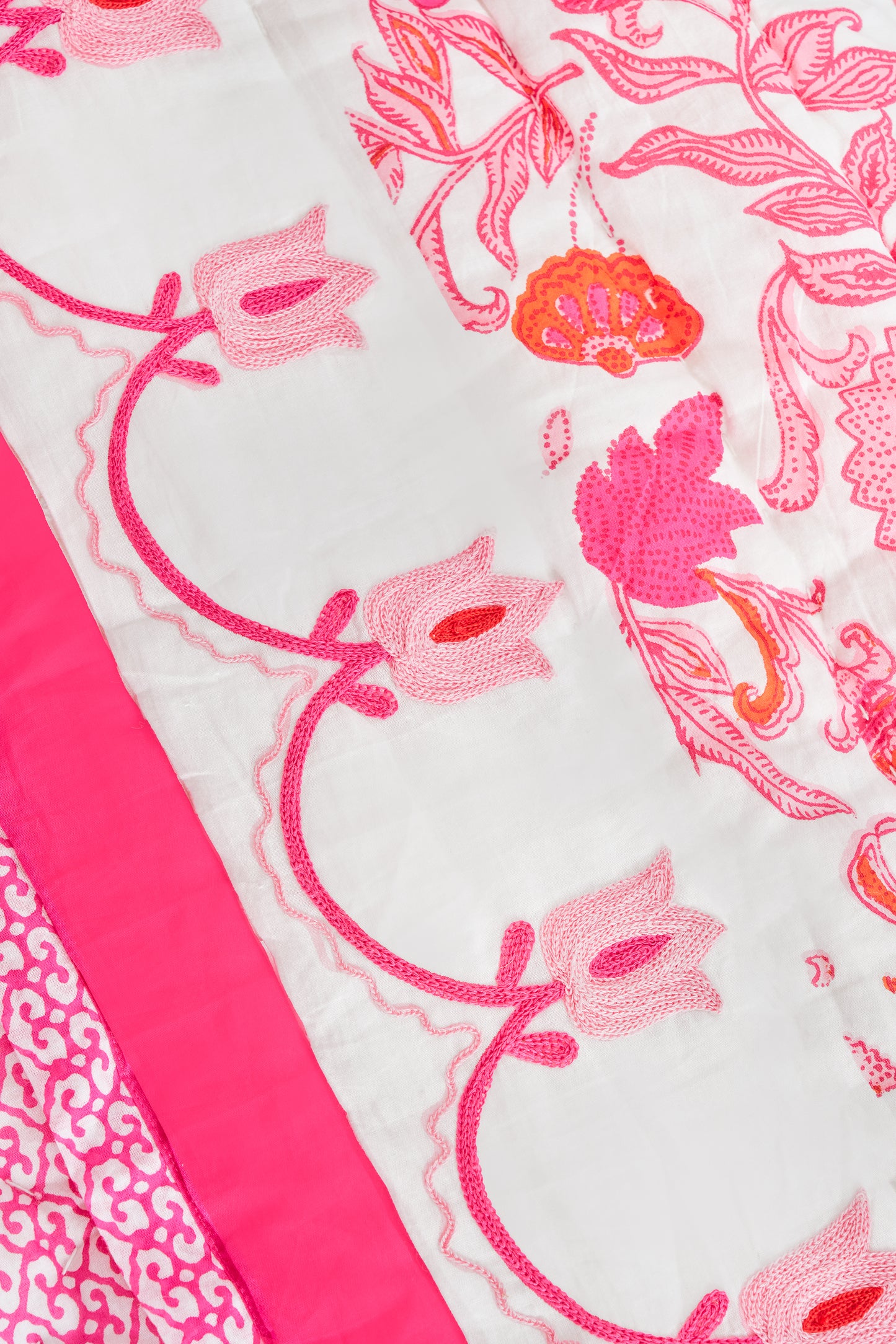 Roller Rabbit Magenta Botanica Embroidered Quilt