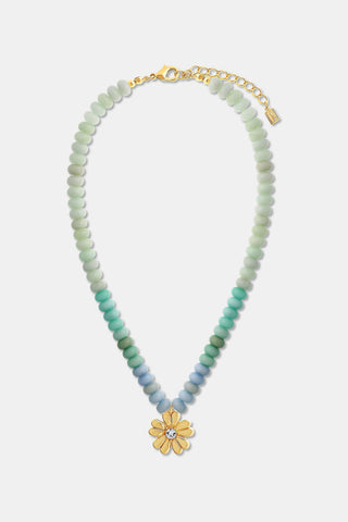Roller Rabbit Green Daisy Beaded Charm Necklace