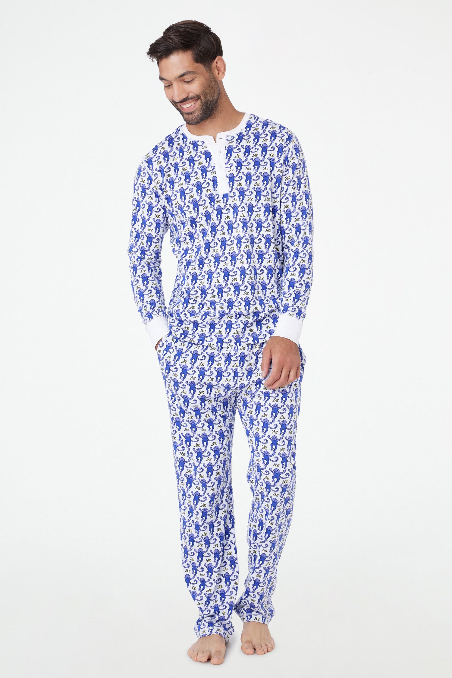 Roller Rabbit Men's Monkey Sapphire Spencer Pajamas