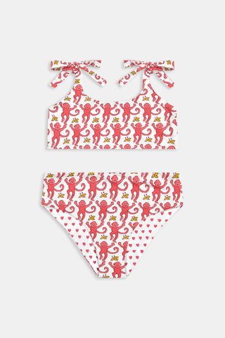 Kids Monkey/Hearts Reversible Cora Bikini