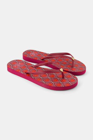 Roller Rabbit Burgundy Palm Fronds  Flip Flops