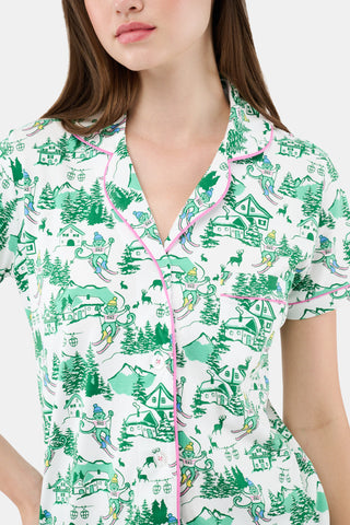 Roller Rabbit Green Ski Toile Polo Pajamas