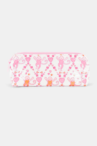 Roller Rabbit Orange Spring Bloom Monkey Makeup Bag