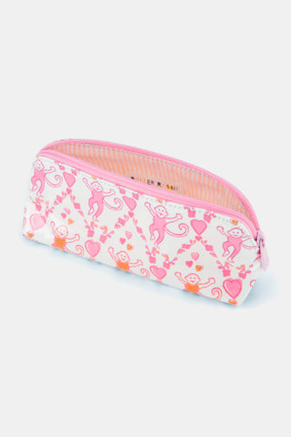 Roller Rabbit Orange Spring Bloom Monkey Makeup Bag