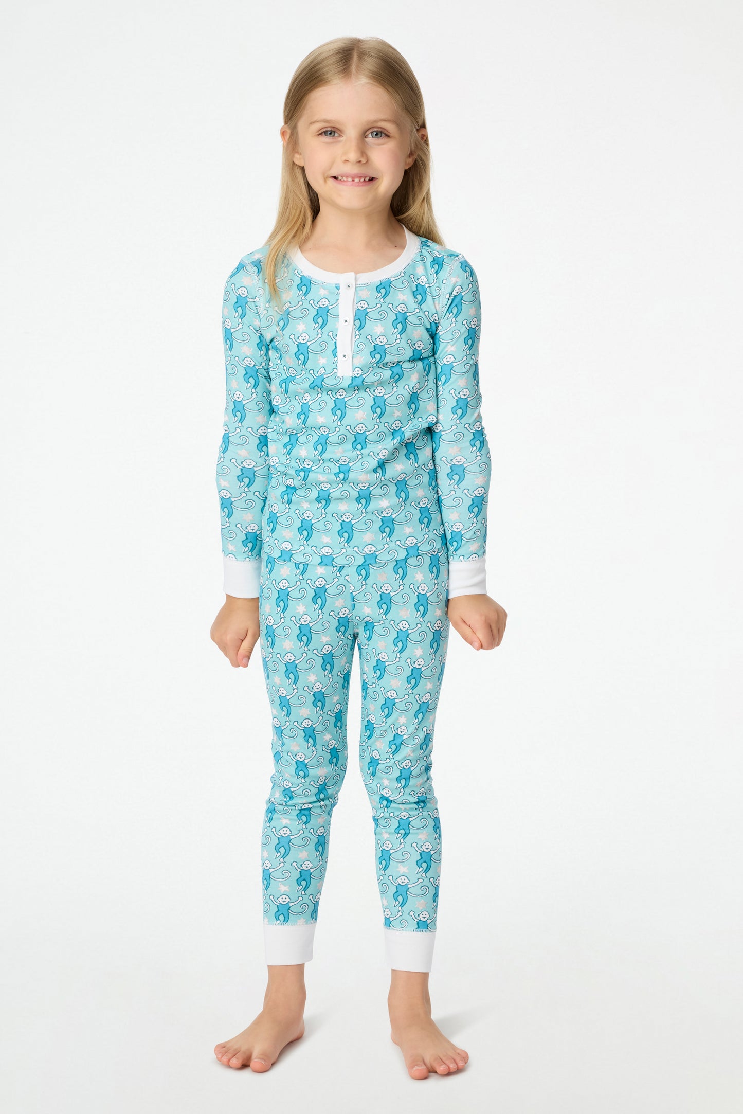 Roller Rabbit Kids Blue Star Monkey Pajamas
