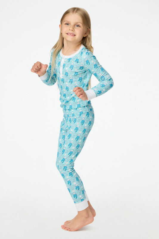 Roller Rabbit Kids Blue Star Monkey Pajamas
