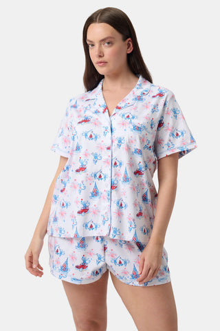 Roller Rabbit Blue Star Spangled Monkey Polo Pajamas