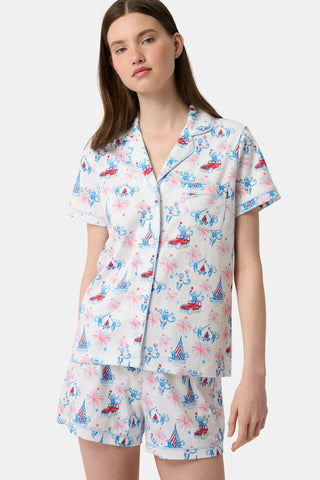 Roller Rabbit Blue Star Spangled Monkey Polo Pajamas