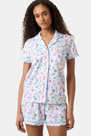 Roller Rabbit Blue Summer Club Polo Pajamas