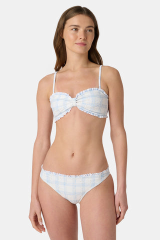 Roller Rabbit Light Blue Sun Check Eyelet Sydney Bikini Top