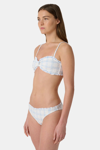 Roller Rabbit Light Blue Sun Check Eyelet Sydney Bikini Top