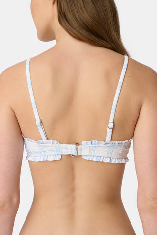 Roller Rabbit Light Blue Sun Check Eyelet Sydney Bikini Top