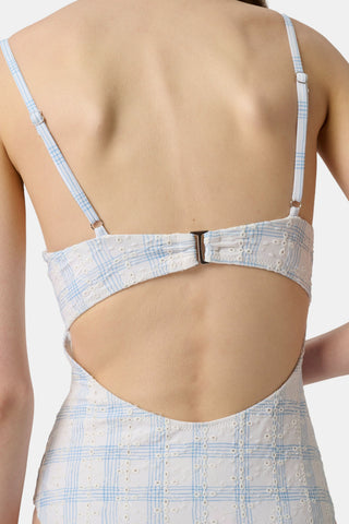 Roller Rabbit Light Blue Sun Check Eyelet Aurora One Piece