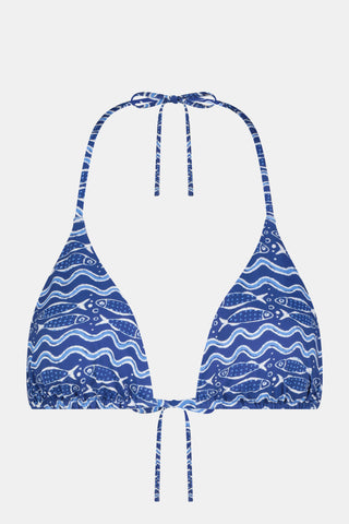 Roller Rabbit Navy/Blue Fish Stripe/Ruban Serena Bikini Top