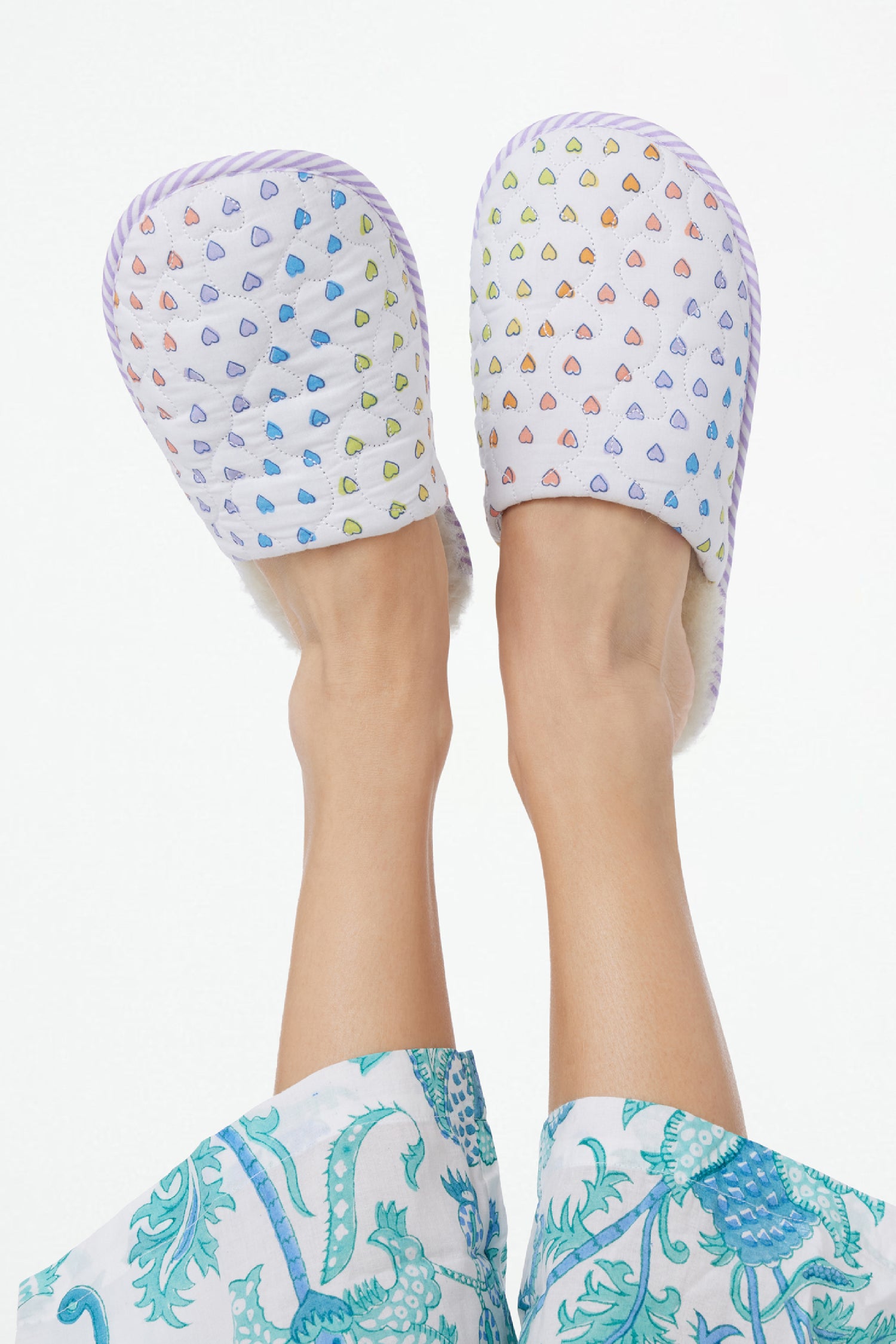 Roller Rabbit Disco Hearts Quilted Slippers