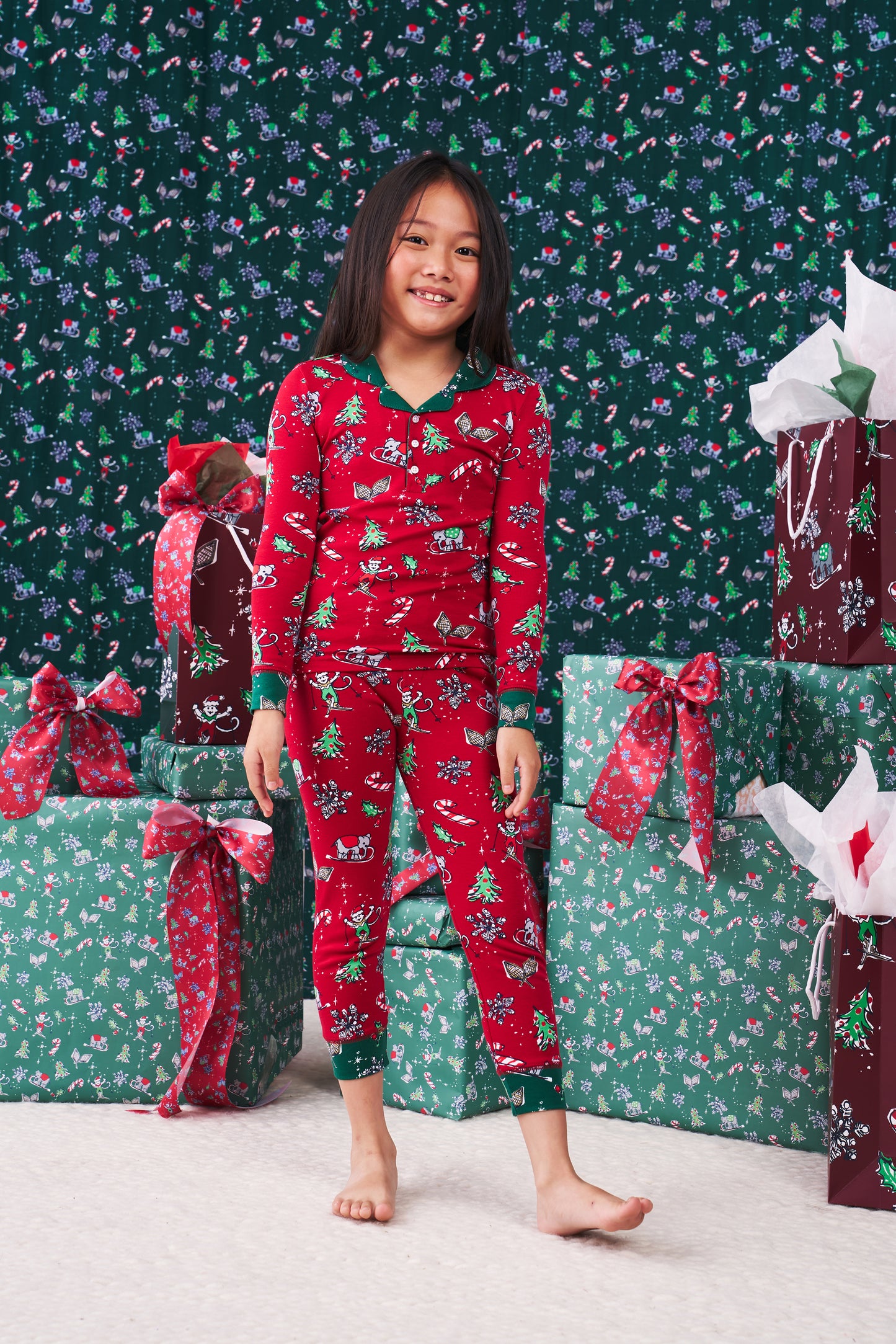 Roller Rabbit Kids Snow Day Parker Polo Pajamas