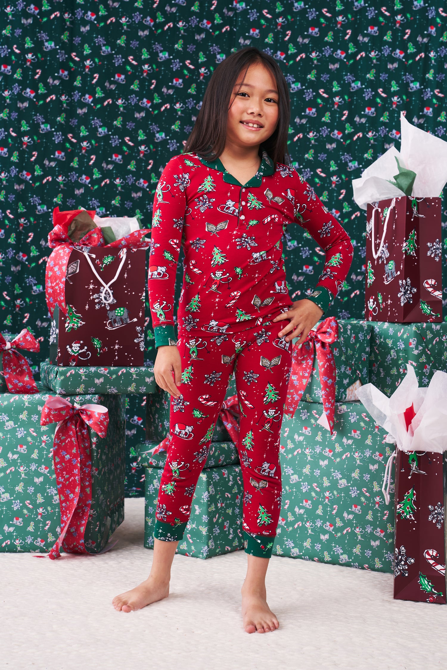 Roller Rabbit Kids Snow Day Parker Polo Pajamas