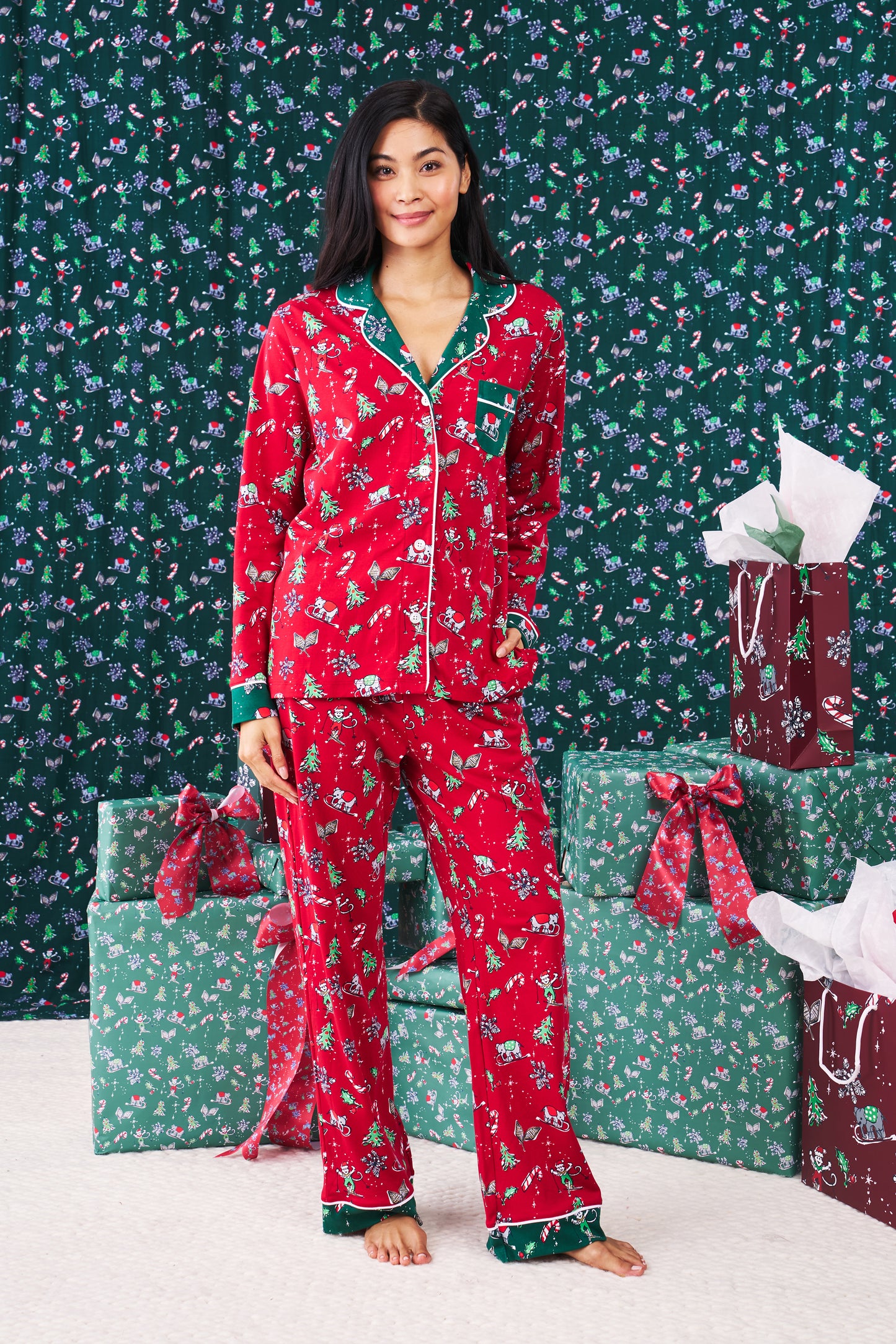 Roller Rabbit Snow Day Long Sleeve Polo Pajamas