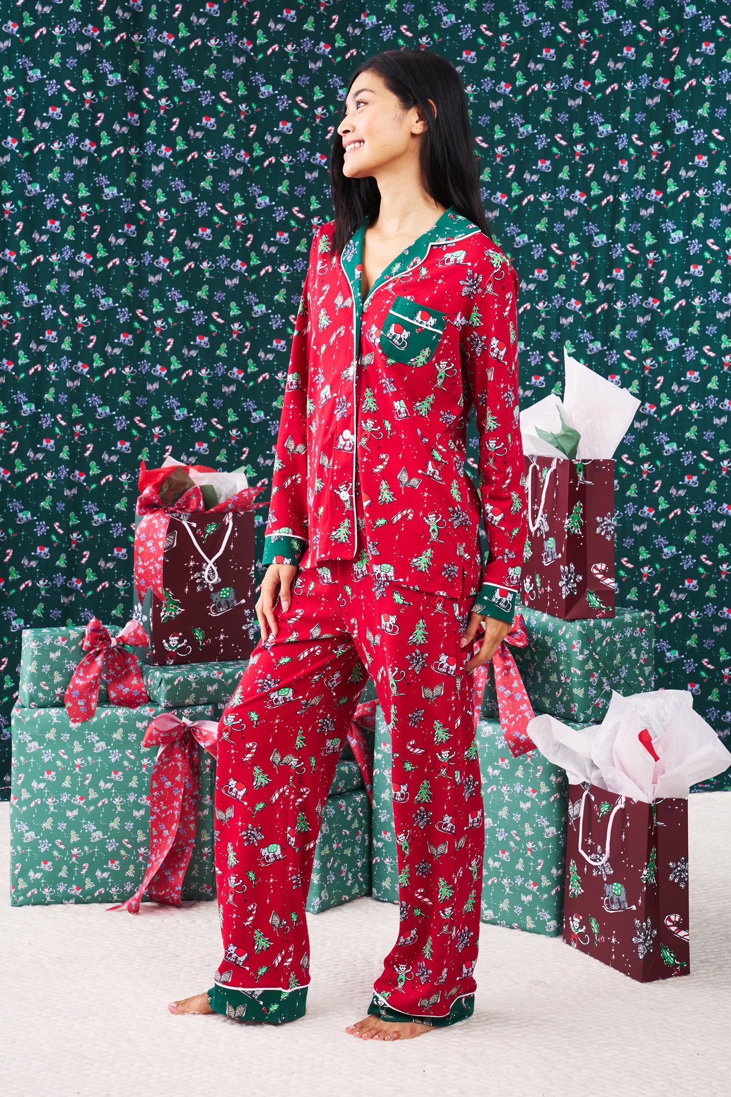 Roller Rabbit Snow Day Long Sleeve Polo Pajamas