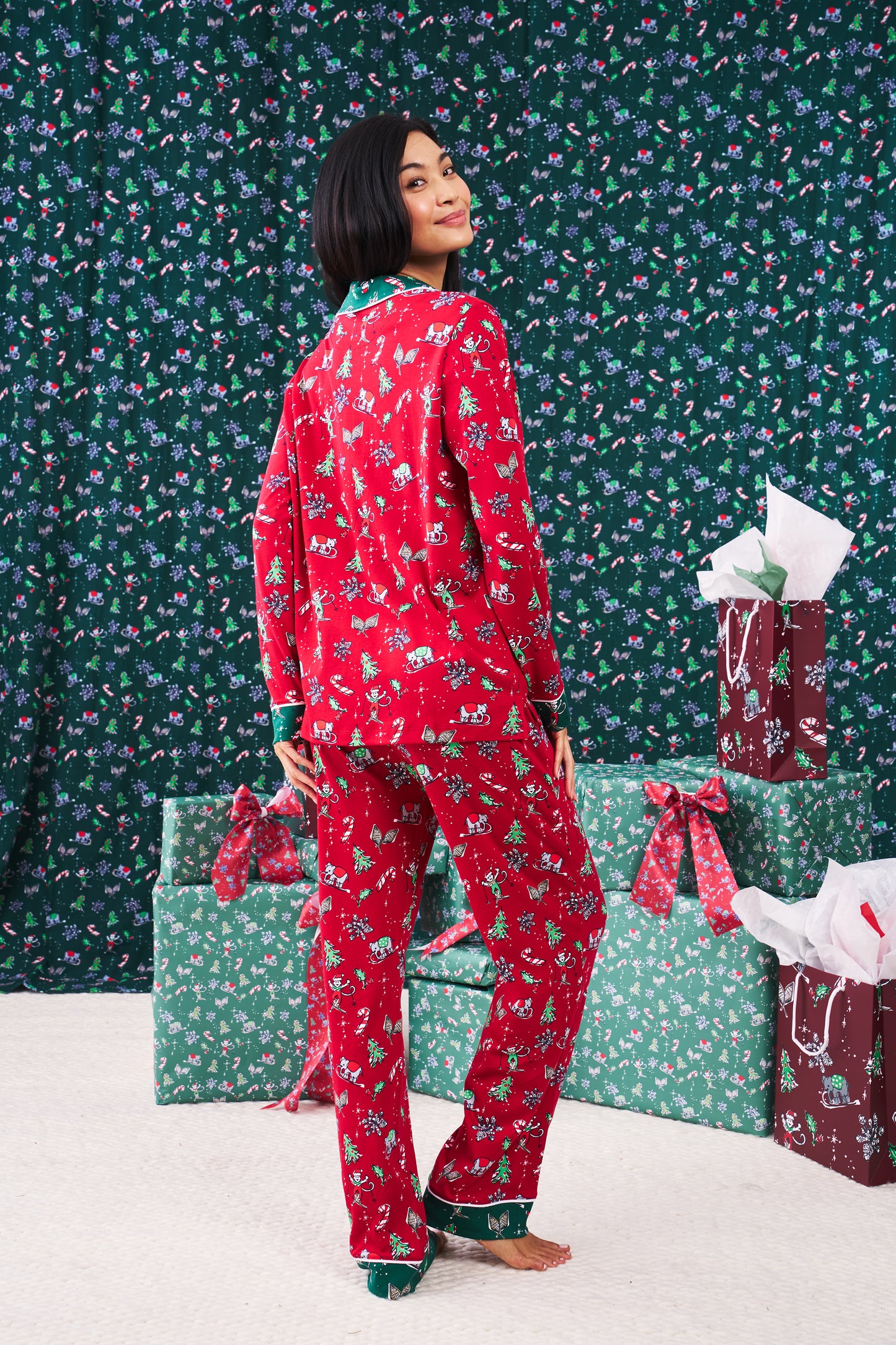 Roller Rabbit Snow Day Long Sleeve Polo Pajamas