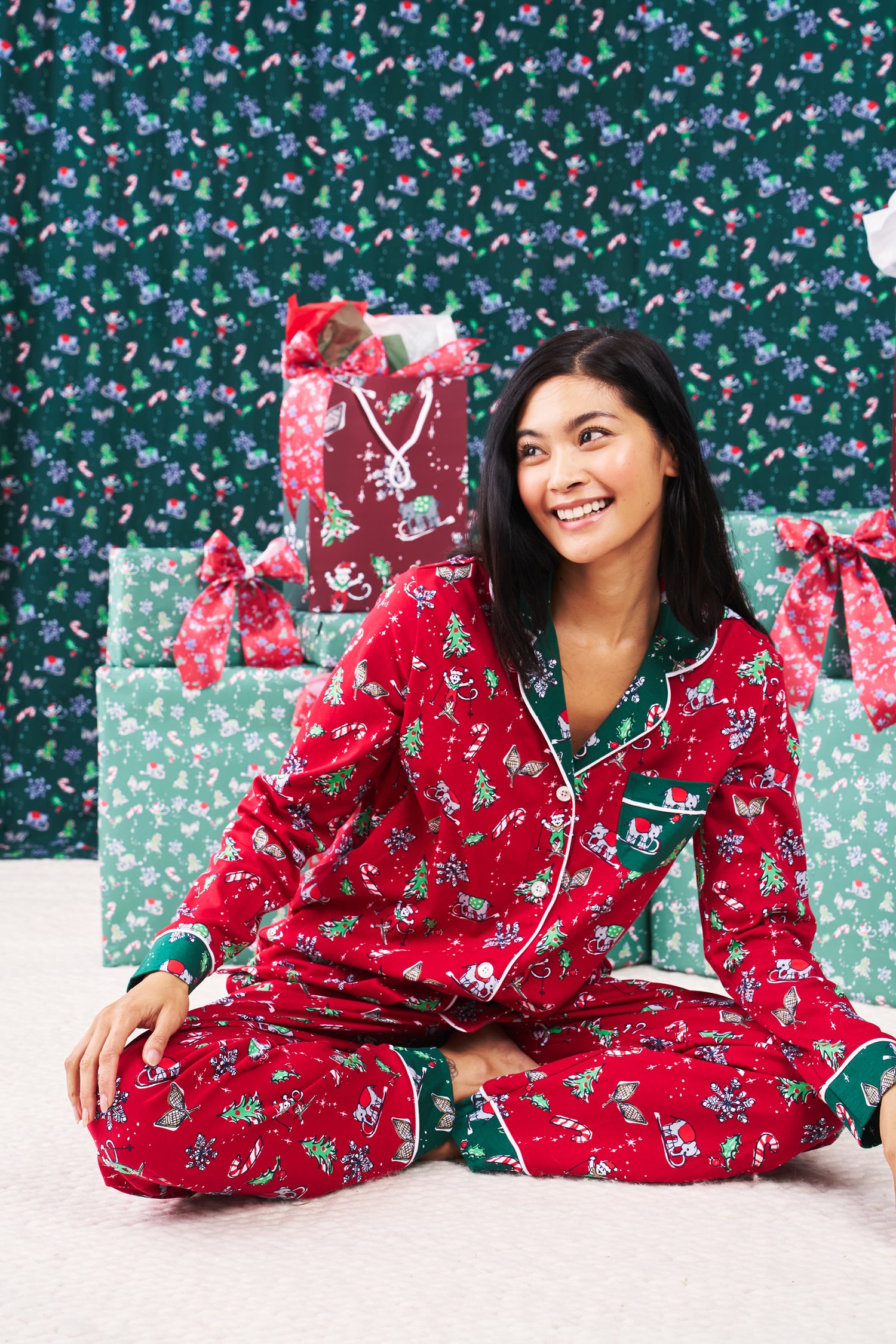 Roller Rabbit Snow Day Long Sleeve Polo Pajamas