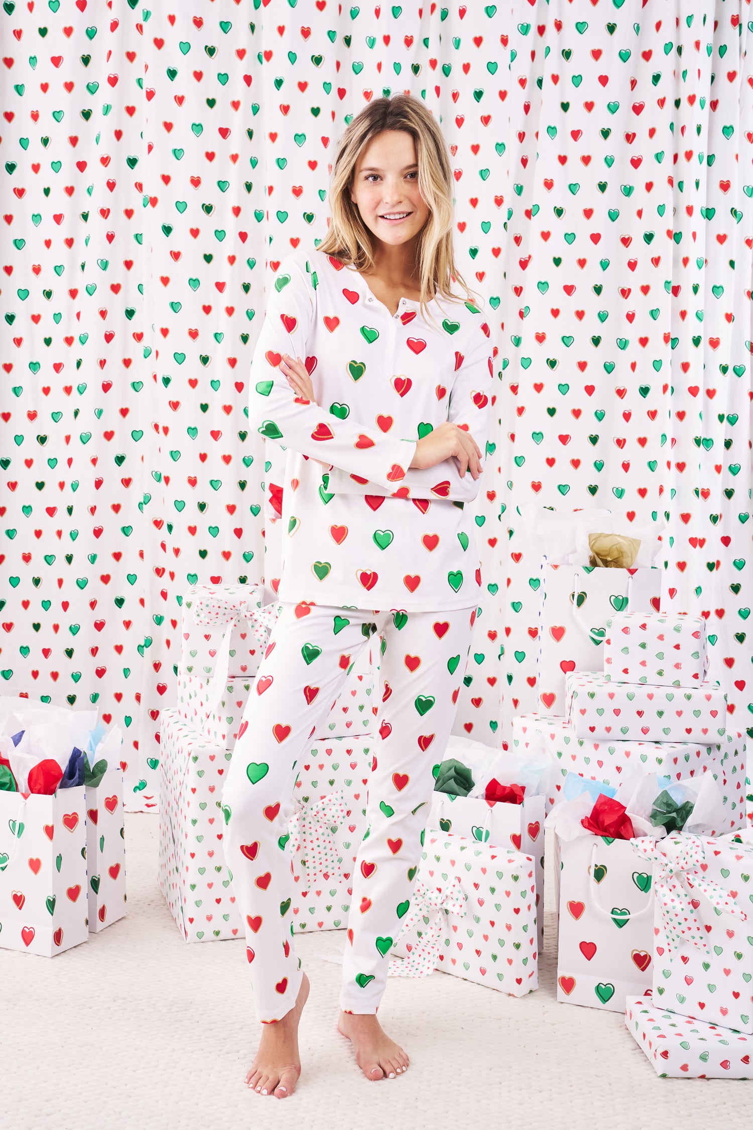 Roller Rabbit Big Holiday Hearts Pajamas