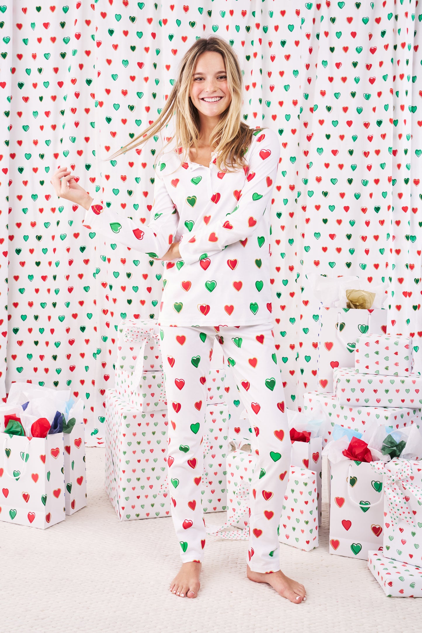 Roller Rabbit Big Holiday Hearts Pajamas