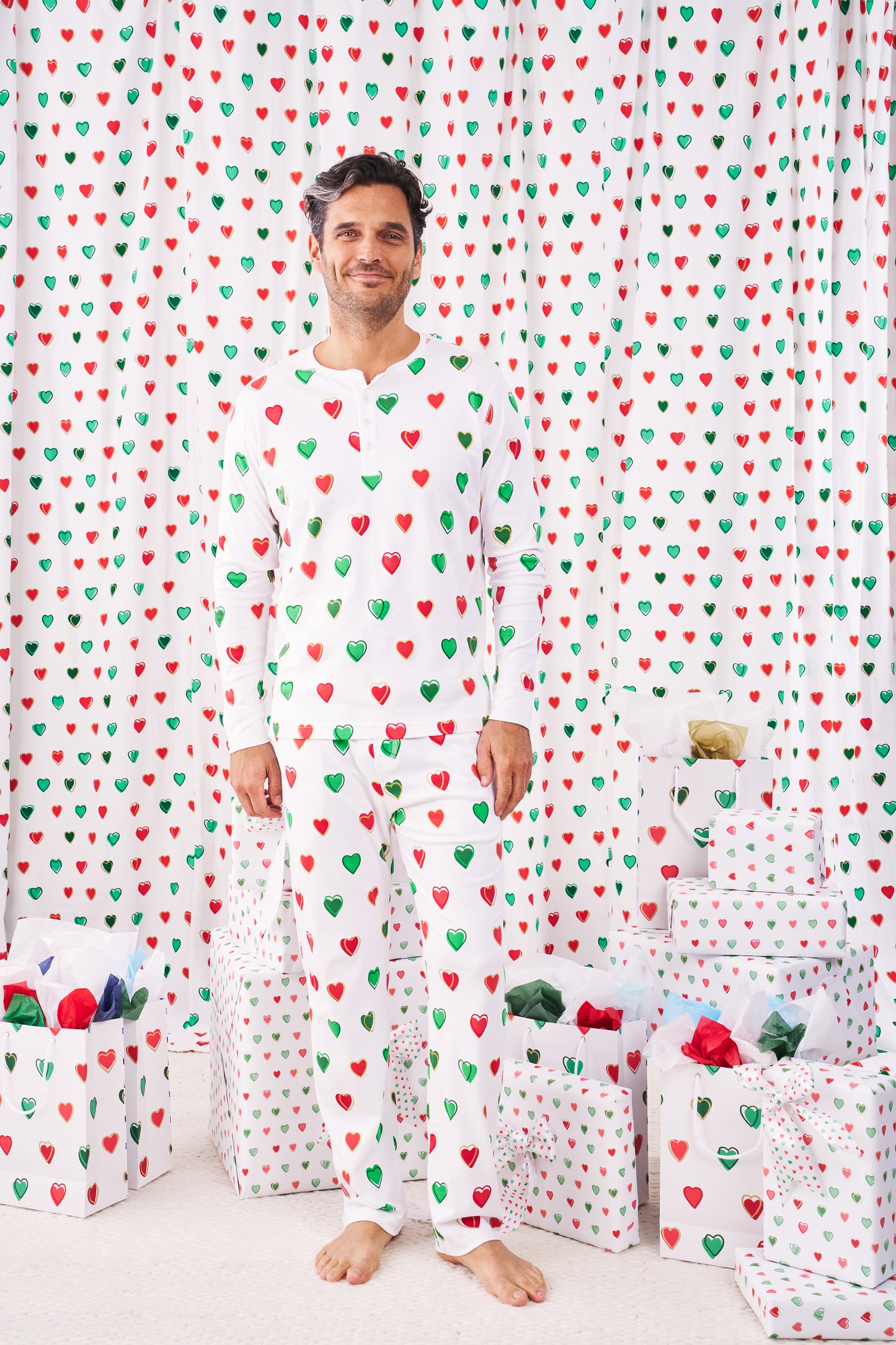 Roller Rabbit Mens Big Holiday Hearts Spencer Pajamas