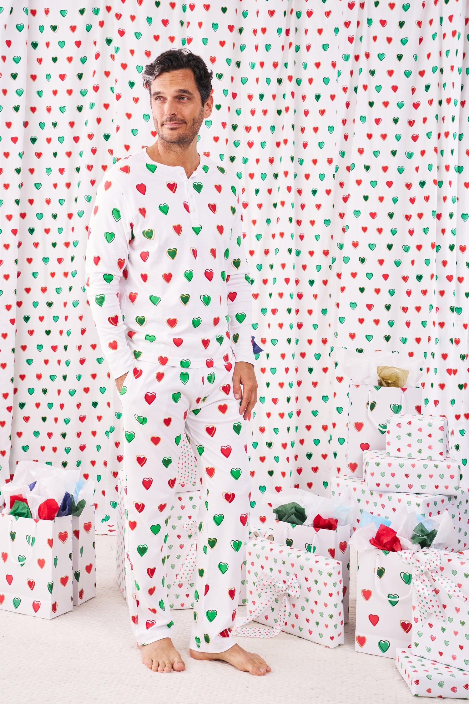 Roller Rabbit Mens Big Holiday Hearts Spencer Pajamas