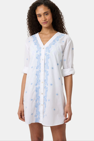 Roller Rabbit Blue Vanna Embroidery Janna Cover Up