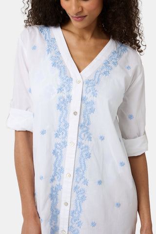 Roller Rabbit Blue Vanna Embroidery Janna Cover Up