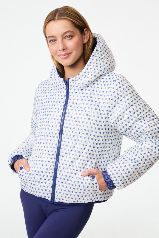 Roller Rabbit Blue Hearts Reversible Puffer Jacket