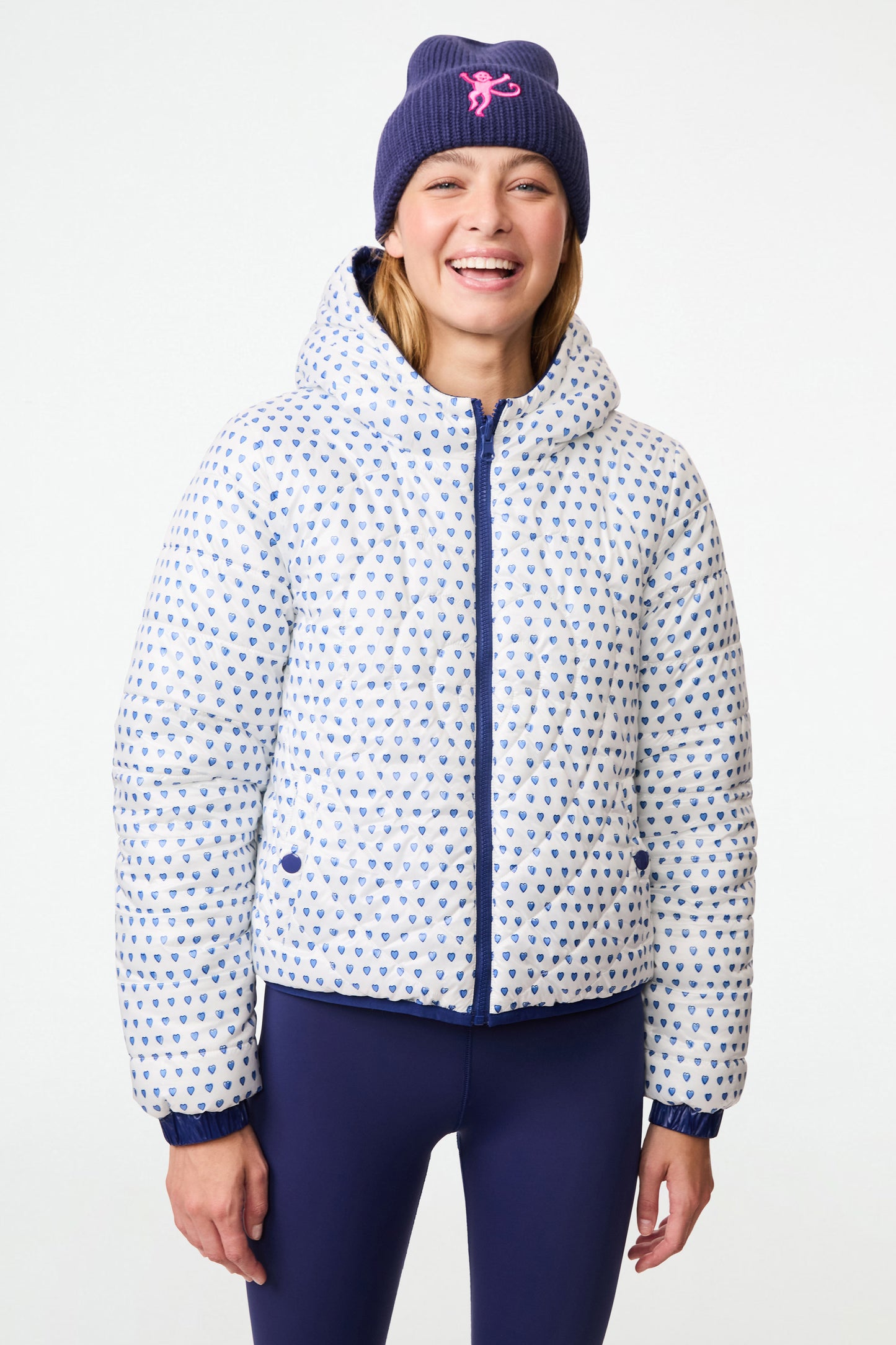 Roller Rabbit Blue Hearts Reversible Puffer Jacket