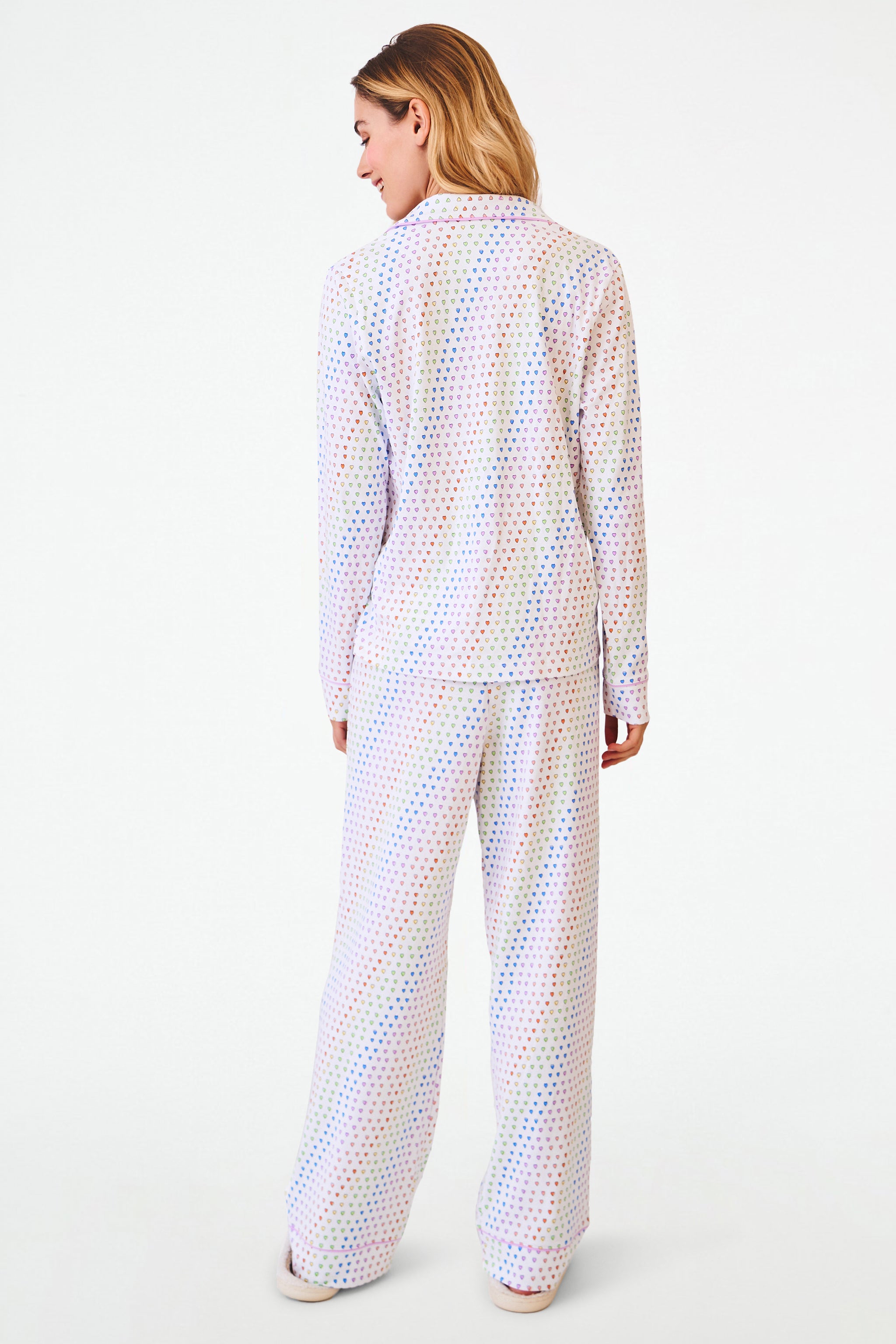 Disco Hearts Long Sleeve Polo Pajamas | Roller Rabbit