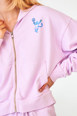 Roller Rabbit Lilac Connecticut Monkey Cropped Zip Up