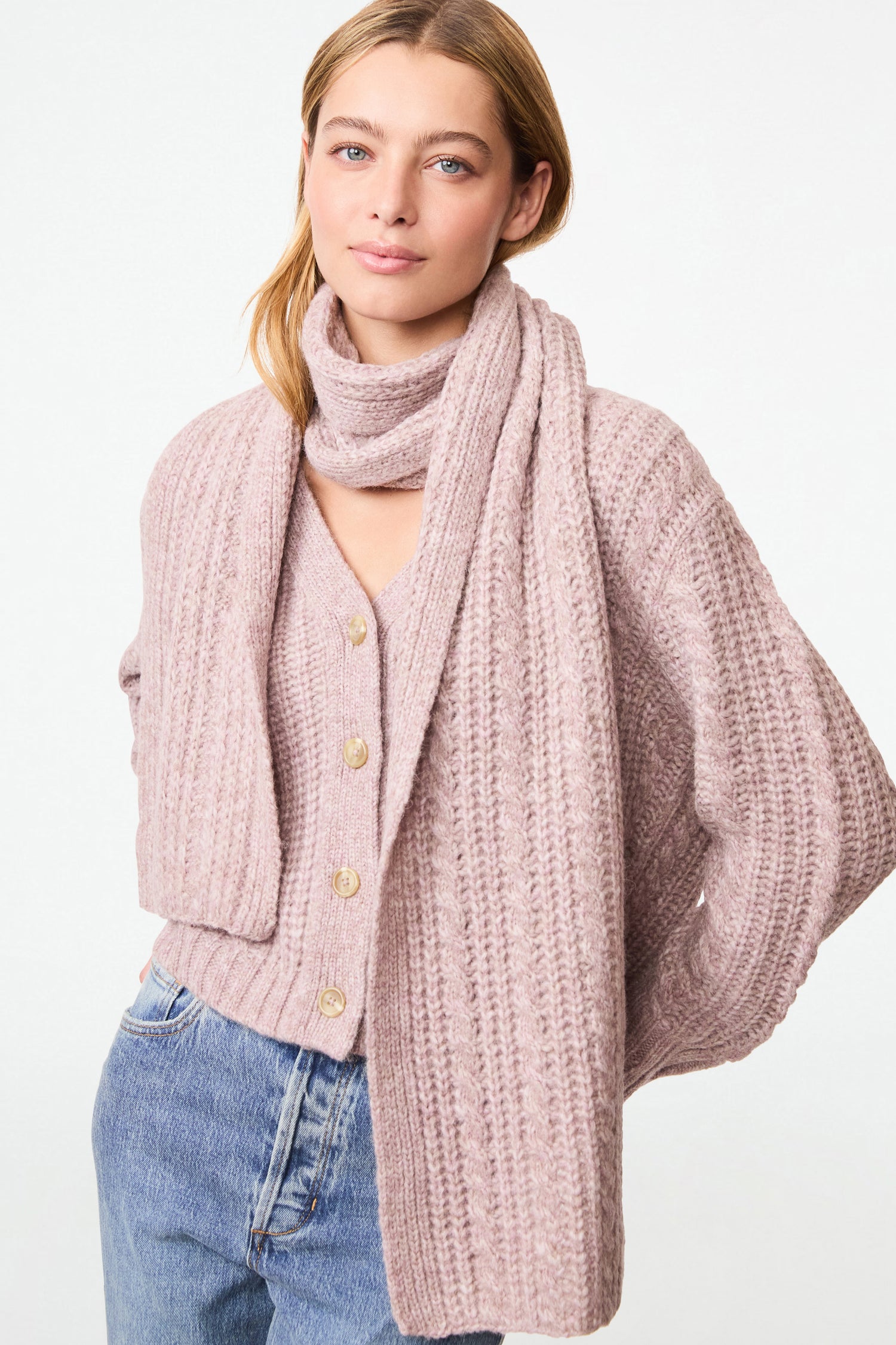 Roller Rabbit Womens Mauve Cable Knit Scarf